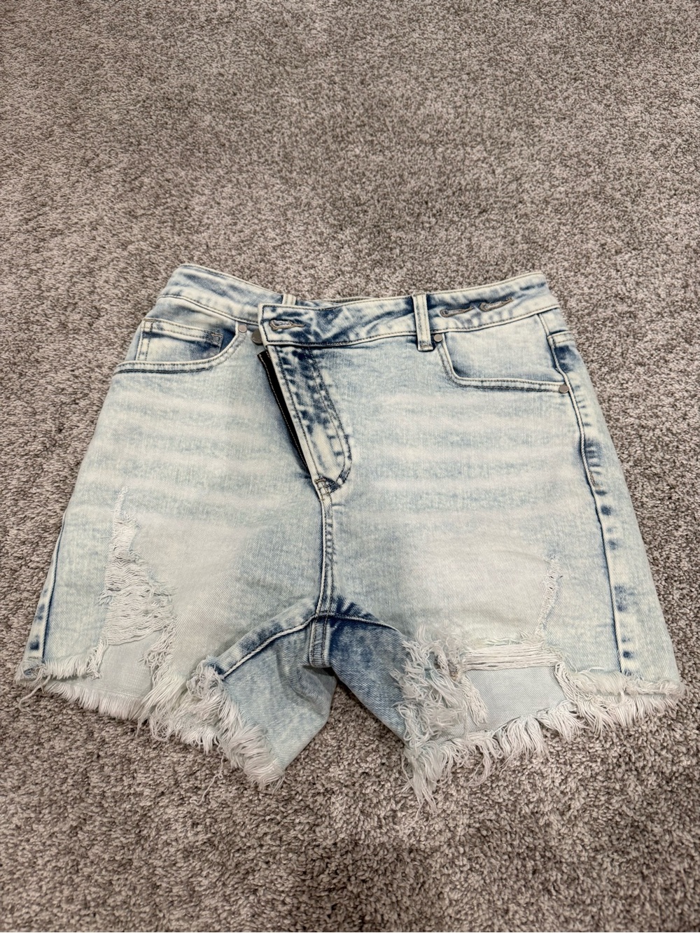 Lindsey Asymmetrical shorts from Willow Boutique Acid Wash